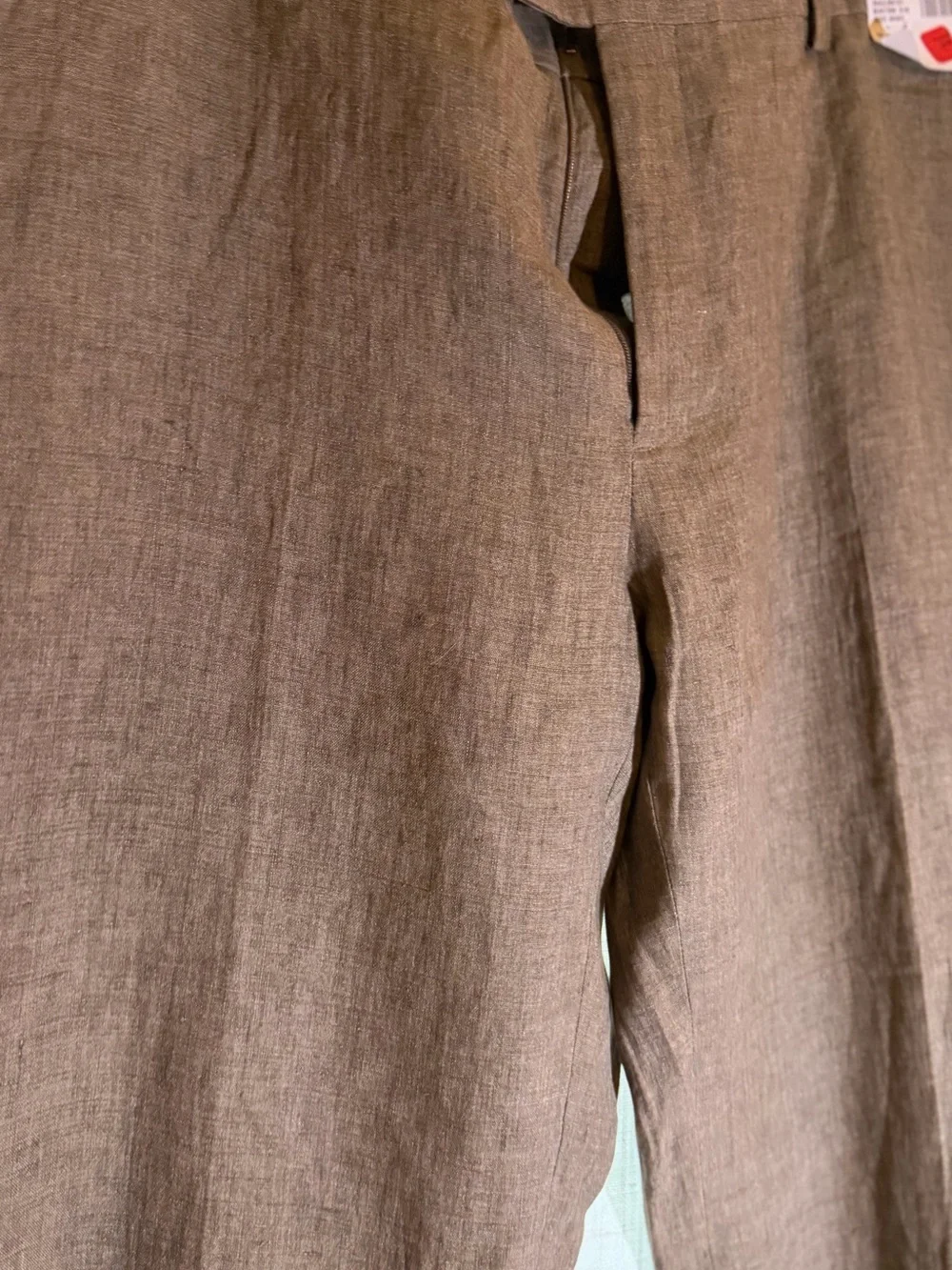 Joseph Abboud Tan Linen Trousers